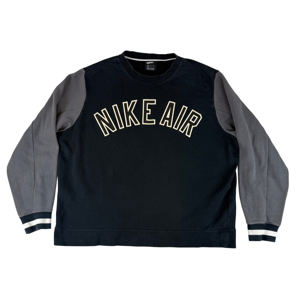 Nike Air Sweatshirt Mens XL Black Grey Colorblock Fleece‎ Pullover CN9123-010